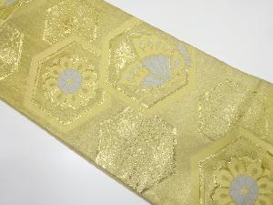 アンティーク　亀甲に蝶・花模様織り出し袋帯（着用可）